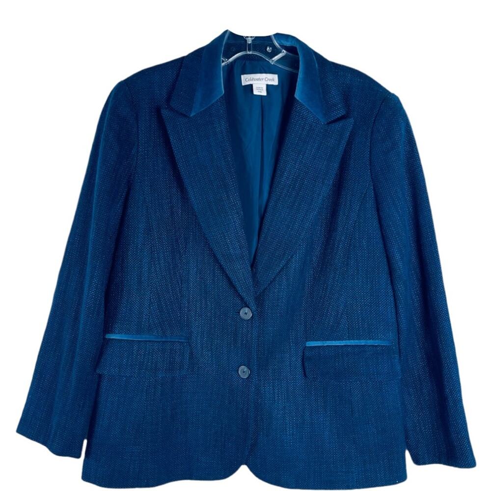 Coldwater Creek blue navy preppy office coastal blazer jacket 10P